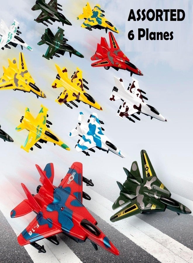 Amitasha 6 Diecast Fighter Jets Pull Back Airplane Military Plane Toy Army Air Force Party Favors Kids Playset and Die-cast Metal Miniature Aircraft Model - Image 4